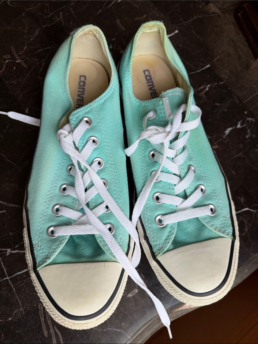 Converse Mint Green Canvas Low-Top Sneakers with White Laces